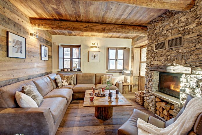 Living room in chalet style