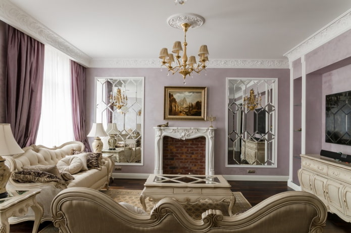 fireplace in the living room interior in a classic style