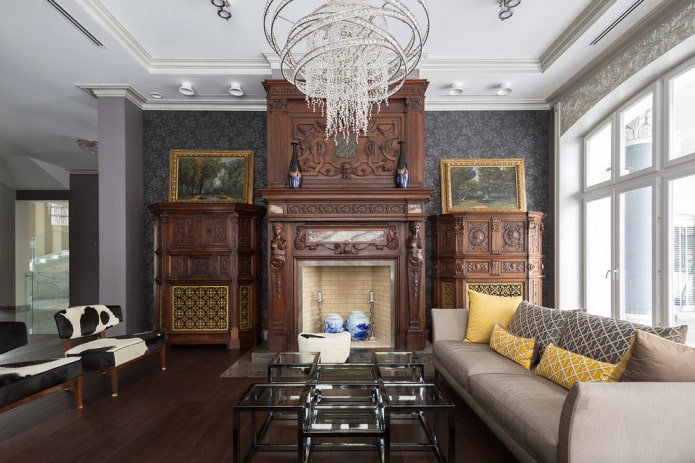 fireplace in the living room interior
