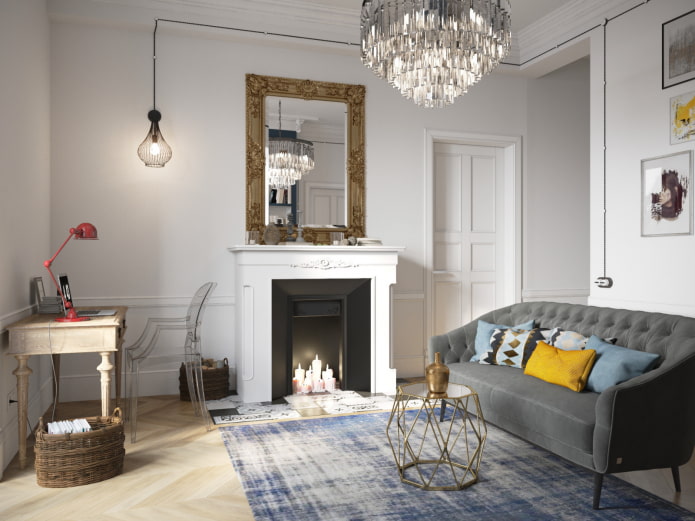 fireplace in the living room interior