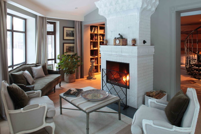 fireplace in the living room interior