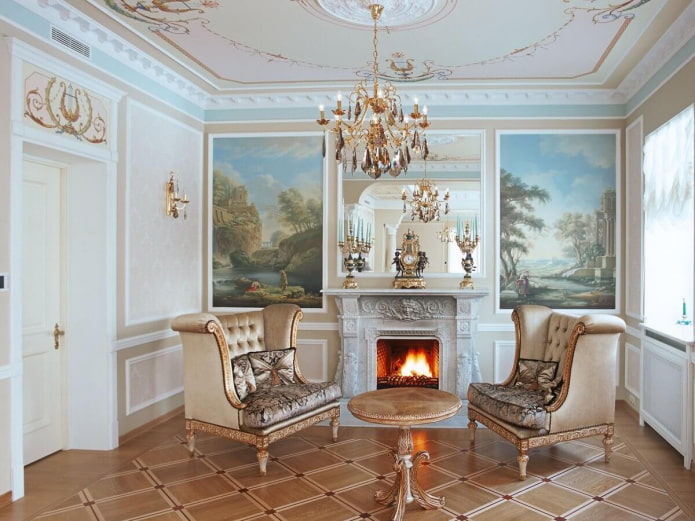 fireplace in the living room interior in a classic style