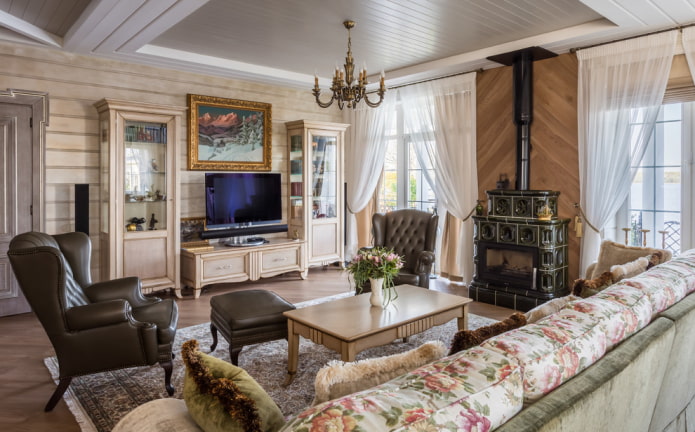 fireplace in the interior of the living room in the house