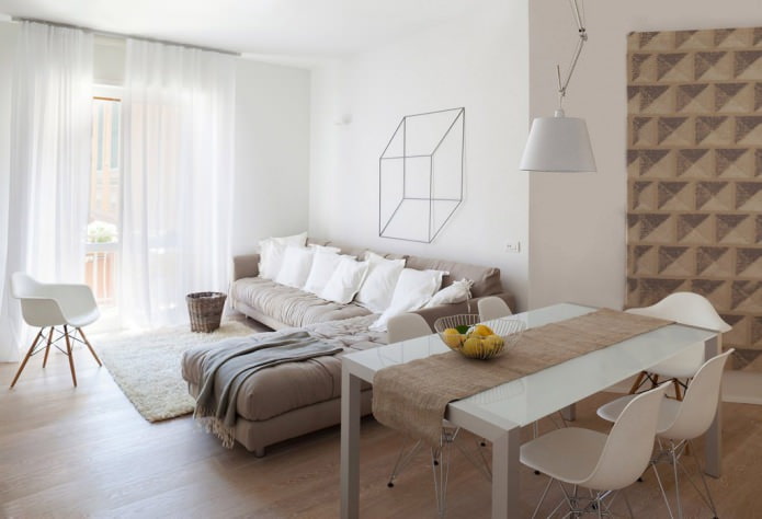 Photo of a corner sofa in the living room interior
