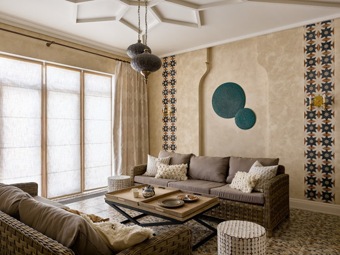 two sofas and a coffee table in the hall