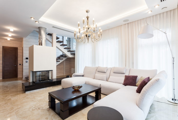 large chandelier in the living room