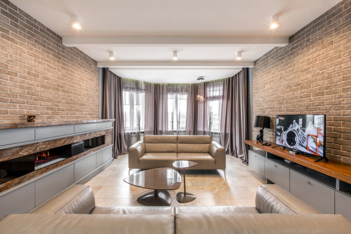 brick walls in the living room