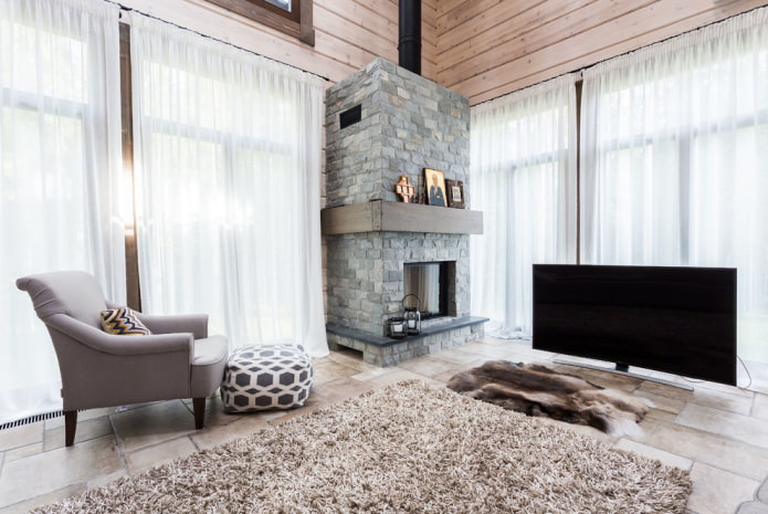 white curtains in the living room