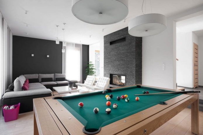 pool table in the living room