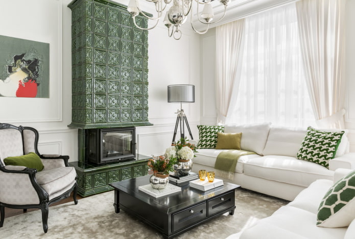 fireplace finished with tiles