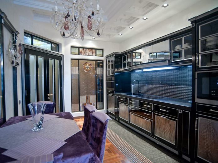 black kitchen set in art deco style