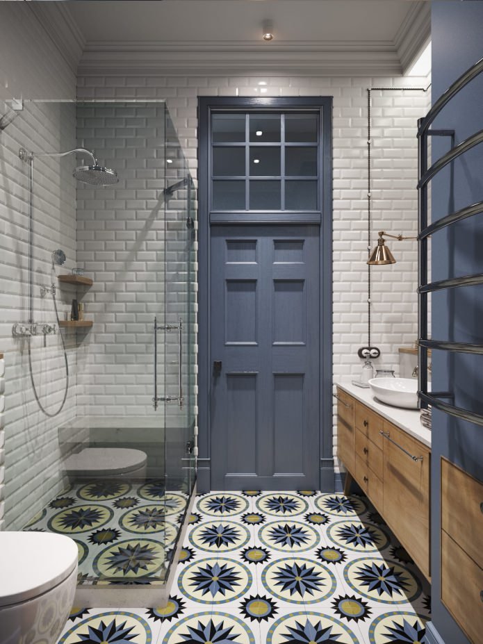 bathroom in the design project of an apartment of 100 sq. m.