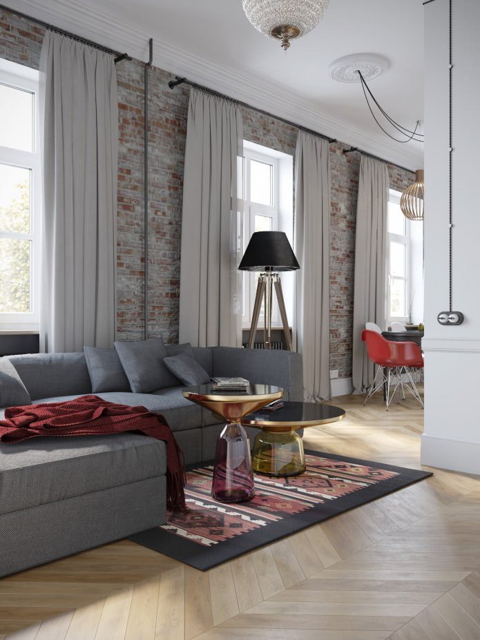 kitchen-living room in a 100 sq. m. apartment design project