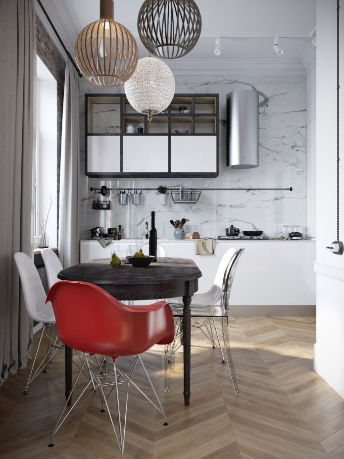 kitchen in the design project of an apartment of 100 sq. m.