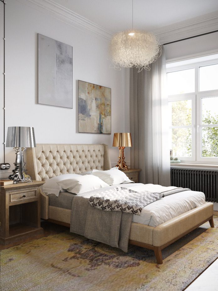 bedroom in the design project of an apartment of 100 sq. m.