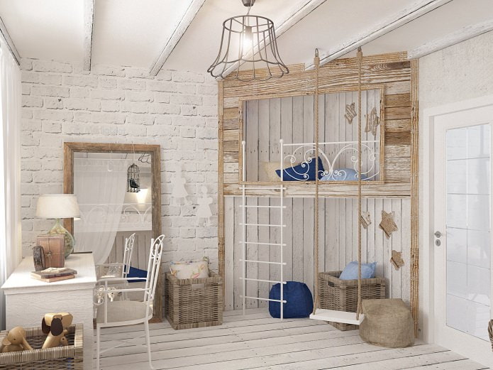 white brick in the interior of the children's room