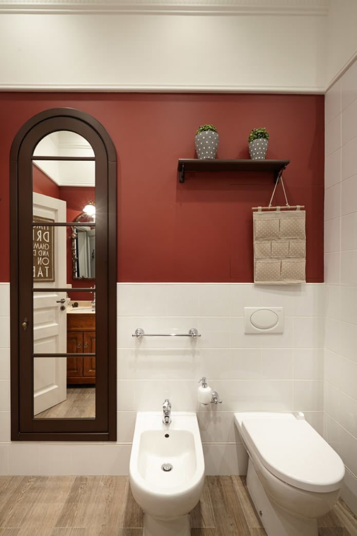 Red in the bathroom interior