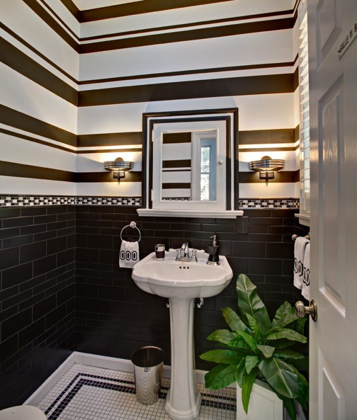 black and white striped wallpaper