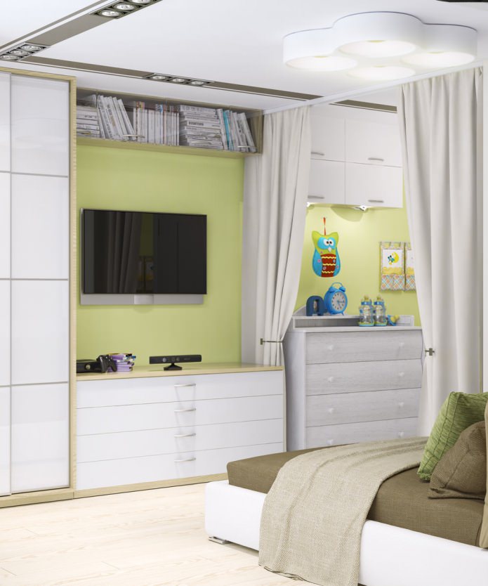 One-room apartment 33 sq. m. with a children's room