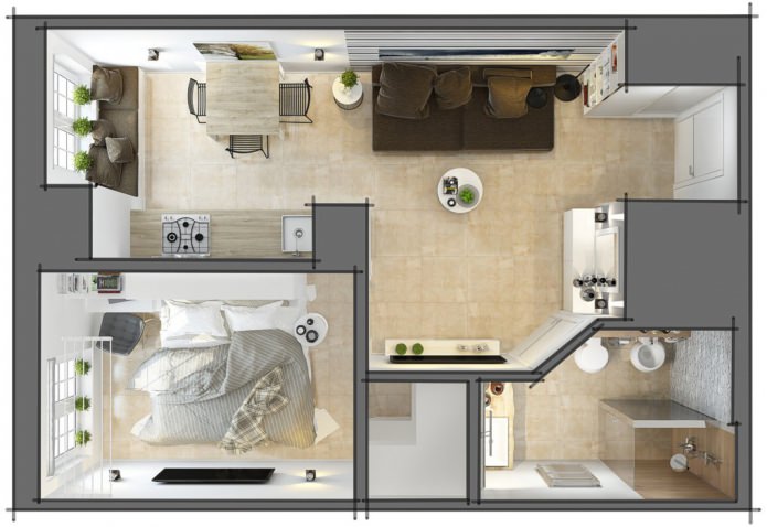 planning of a small two-room apartment