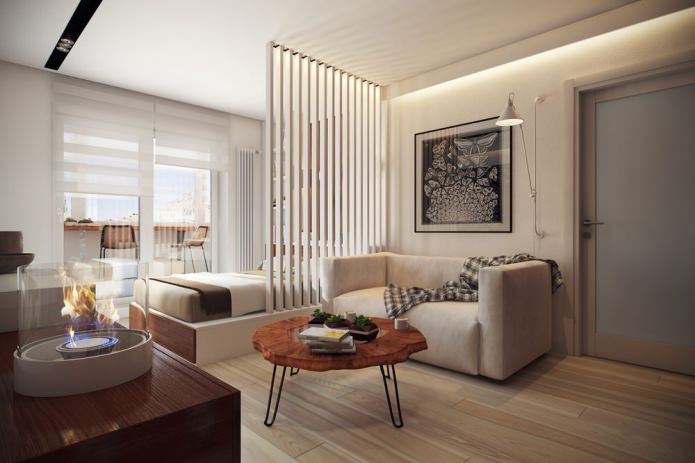 living room-bedroom in the project of the apartment of 36 sq. m.