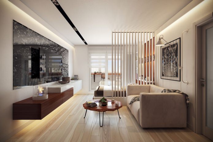living room-bedroom in the project of the apartment of 36 sq. m.