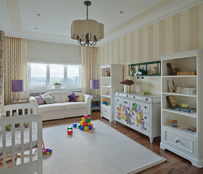 milky beige children's room interior