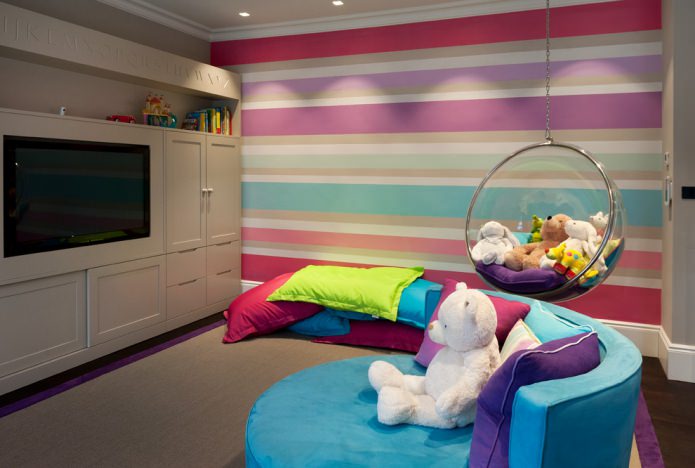 striped multi-colored interior in a modern style