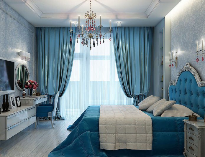 interior of a blue bedroom