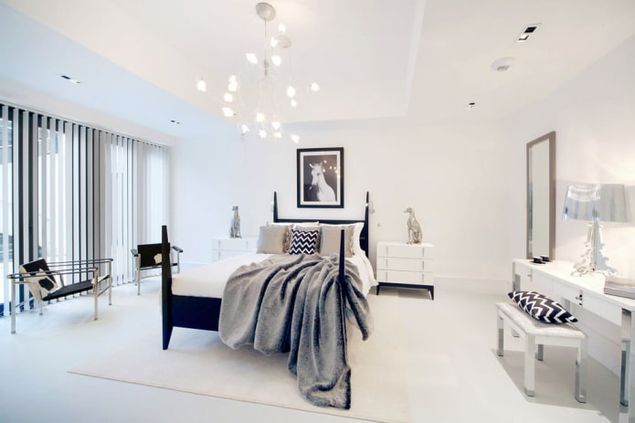bedroom with perfectly white walls without decor