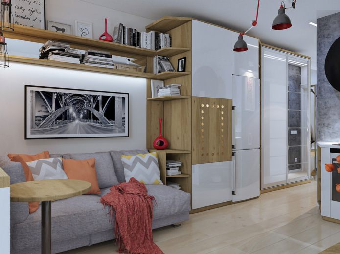 interior design of a small apartment of 18 sq. m.