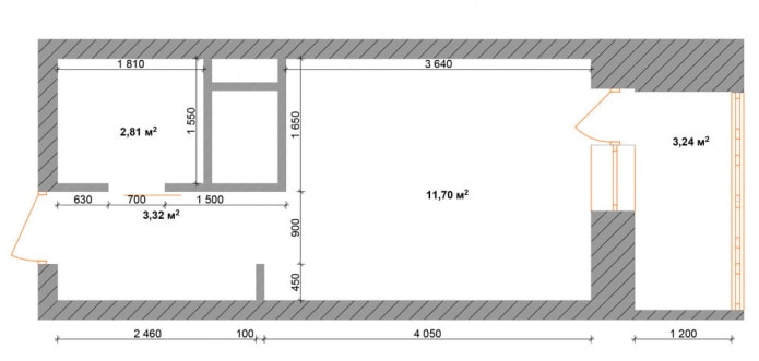 studio layout 18 sq. m.