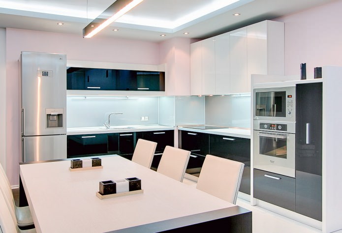 Black and white kitchen set in a modern style