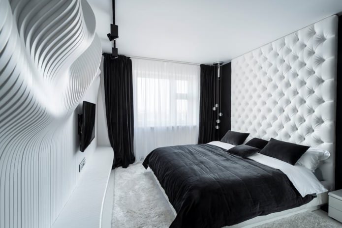 Bedroom interior in black and white