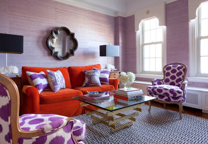 Red-violet living room interior