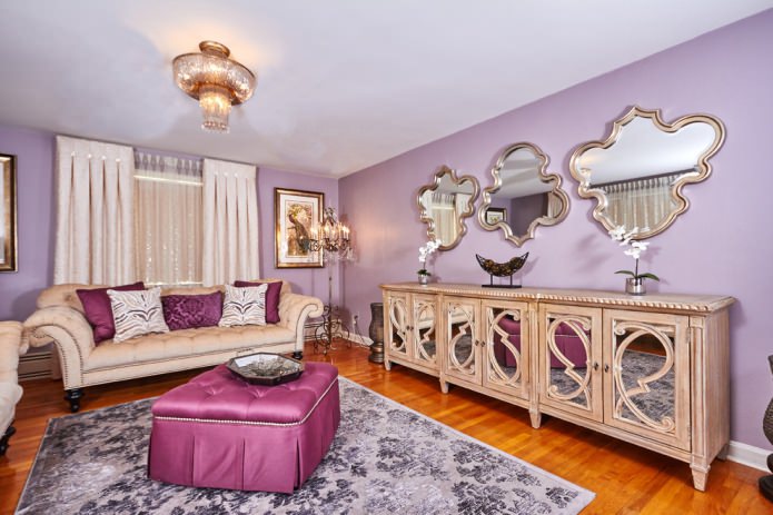 purple walls in the living room