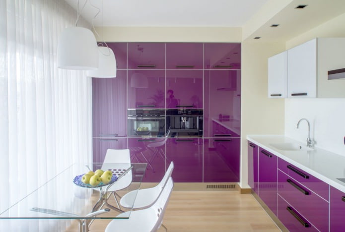 kitchen interior with purple set