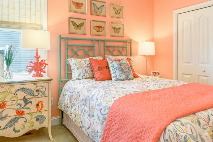 bright peach bedroom