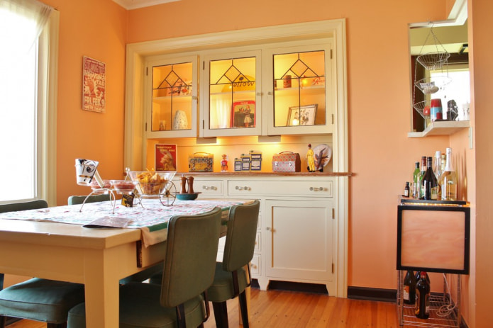 peach color in the kitchen