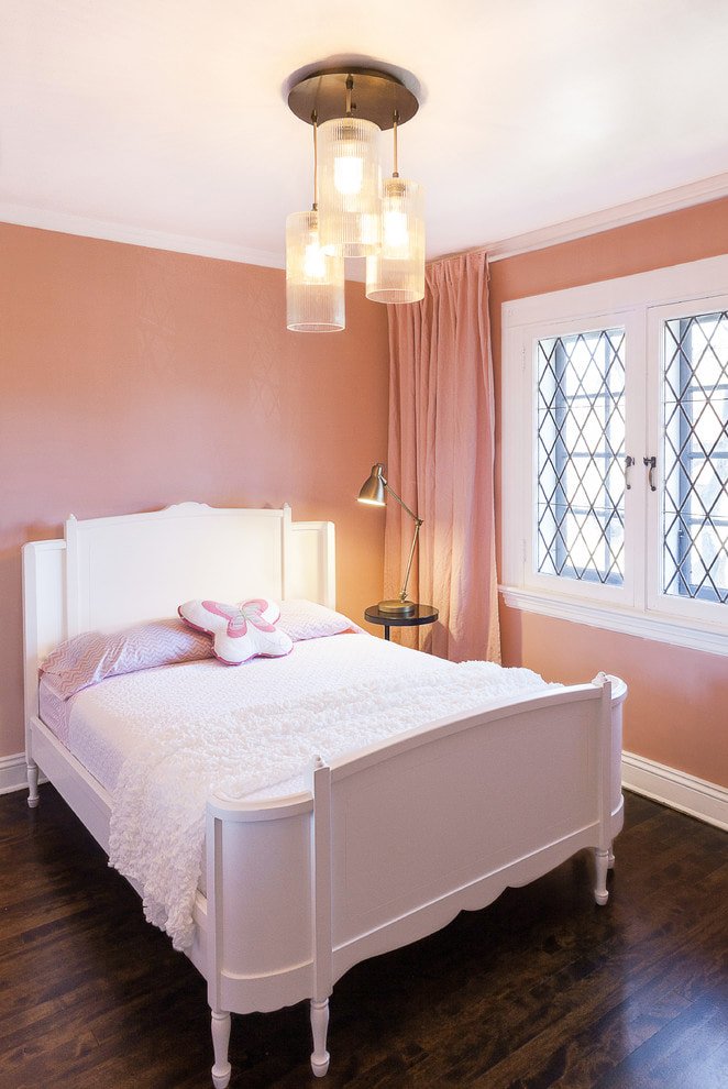 White and peach bedroom
