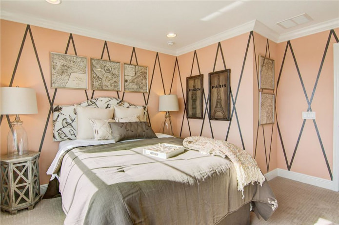 Gray-peach bedroom