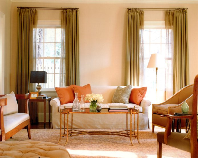 Peach-green interior