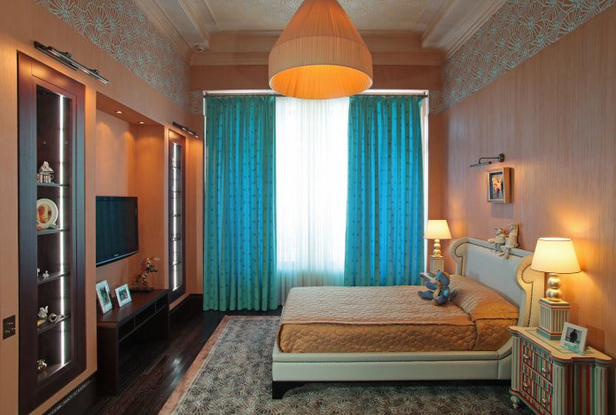 Turquoise and peach interior