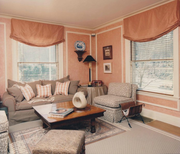 Peach-colored walls