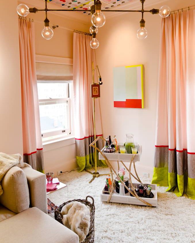 peach curtains