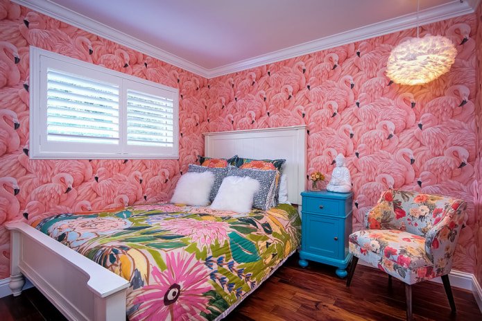 Photo wallpaper with flamingos