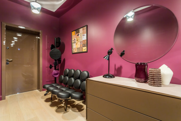 pink wall in the hallway