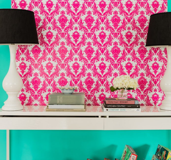 Turquoise and pink interior