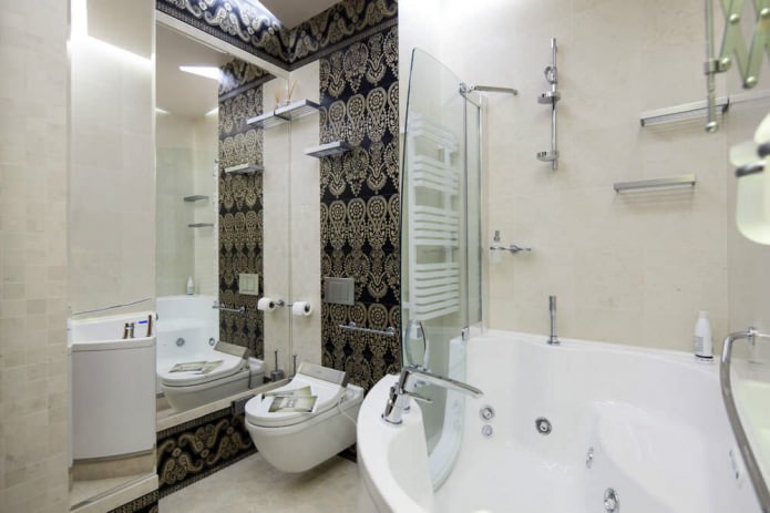 Design of a corner bath in a modern style