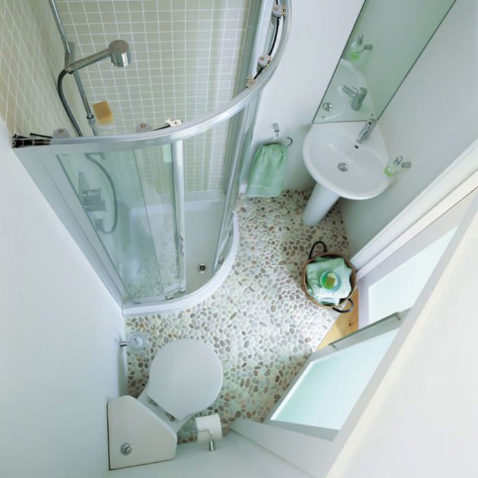 modern corner plumbing in the bathroom 